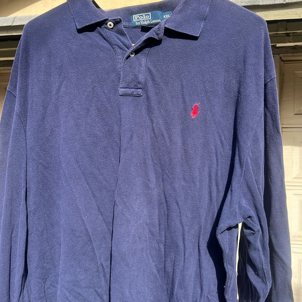 Navy Polo Ralph Lauren L/S knit Polo Shirt Size L